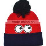 Fashion Cute Lovely Eyes Applique Fixed Kids Boys Girls Pompom Hat Beanie thumbnail-4
