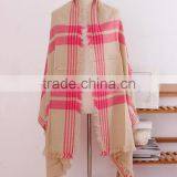 New Style Korea Fashion Woman Winter Tassel Plaid Acrylic Shawl thumbnail-3