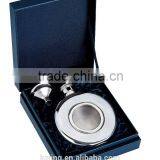 5 oz Round Deluxe Stainless Steel Hip Flask Gift Set With Black Eva Box