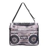 2016 Hot Fashion 3D BOOM BOX Printing One Side Leather Courier Bags Shoulder Bag Message Bags thumbnail-1
