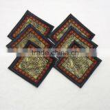 Indian Silk Table Runner With 6 Place Mats & 6 Coaster in Green Color Size 16*62 thumbnail-3