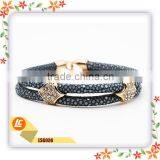 Luxury Genuine Stingray Skin Leather Bangle With Crystal Charm thumbnail-1