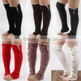 Hot Sales Autumn & Winter Button Lace Knitting Warm Socks Leg Warmers Girls Knee High Acrylic Leg Warmer