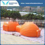 China Inflatable Tent Manufactures , Giant Orange Double Inflatable Dome Tent