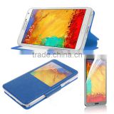 For samsung galaxy Note 3 N9000 dark blue view window leather case high quality factory's price