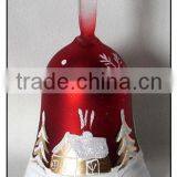 Decorative Red Hanging Glass Bell With Snow Scenery thumbnail-1