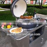 21 inch clay bbq stove with stainless steel table from China AU-21S3