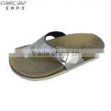 2016 New Style Women Cork Slipper Simple Pinch Style Silver Luster Flip Flopswith Hasps Fashion Cork Slipper