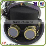 Black Top Hat With Metal Glasses And Plumage Decorative Luxury Hat thumbnail-1