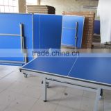 ITTF Indoor double-folding movable table tennis table with 75mm Wheels