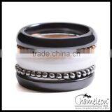 Chameleon Wholesale Jewelry Ceramic Steel Combination Stacked Ring Set thumbnail-4