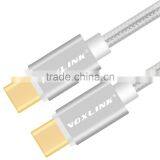 Voxlink 1m TYPE-C Male to Male Mobile Phone Data Cable Charging Cable Nylon Braided Metal Wire Silver thumbnail-4