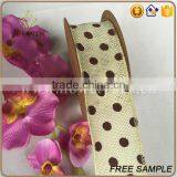 Cheap Wholesale Polyester Linen Ribbon Dots Fabric Price thumbnail-1