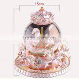 Exclusive Resin Carrousel Rotate LED Music Snow Globe thumbnail-4