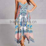 Top Sell Wholesale Cheap V-cut Neck and Back Handkerchief Maxi Dress thumbnail-4
