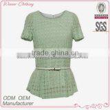 2015 High Quality Fashion Korean Style Green Color Ladies Tight Blouses thumbnail-1