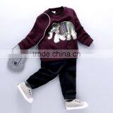 Boys Sweater Suit 2 Pcs Leisure Set Clothes With Elephant Applique thumbnail-3