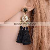 Bohemian Jewelry Gold Coin Plated With Tassel Dangle Earrings thumbnail-1