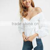 MGOO New Fashion Sexy White Women Tops Latest Design V Neck Wholesale Factory Price thumbnail-3