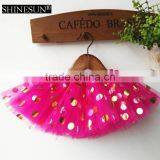 2016 Wholesale Fluffy Print Golden Dot Pink Ballet Tutu Skirt for Girls thumbnail-1