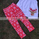 Christmas Design Baby Kids Wear Xmas Girl Kids Clothing Reindeer Print Clothes White Top Reindeer Pant Scarf Girls Set thumbnail-3