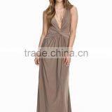 Sexy Deep V Neck Knot Front Evening Gown Ladies Long Evening Party Wear Gown thumbnail-5
