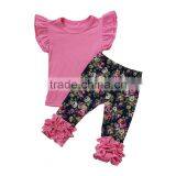 Latest Baby Clothes Summer Kids Flutter Tank Top With Capris Sets Girls Printed Flower Cotton Clothinf Set thumbnail-1