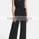 Fashion One Piece V Neck Sexy Sleeveless Wide Leg Ladies Jumpsuit For Wholesale 2017 thumbnail-1