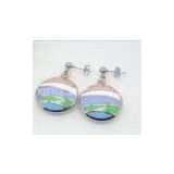 Enamel and Epoxy Stainless Steel dangle Earrings for Engagement, Gift 1330062