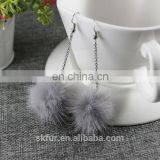Superior and beautiful real mink fur pom pom ball eardrop earrings for women