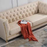 Luxury Leather Cushion Solid Wood Structure Pull Clasp Living Room Sofas thumbnail-3