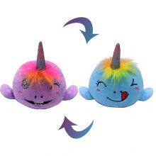 Double Sided Doll Flipped Whale Doll Reversible Flip Narwhal Whale Mood Plushy Stuffed Toy For Kids Gifts thumbnail-3