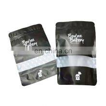 8oz Aluminum Foil Heat Seal Plastic Matte Black Stand up Plastic Pouch With Zipper and Window thumbnail-4