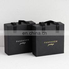 PandaSew Custom Logo Printed Luxury Sliding Handle Black Paper Cardboard Gift Packaging Bracelet Drawer Jewelry Box thumbnail-5