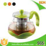 Glass Tea Pot With Various Color to Choose , Anti-slip Design ,SS 304# Tea Filter thumbnail-3