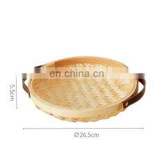 Handmade Basket Round Bamboo Storage Basket Bamboo Wicker Platter Tray Wholesale thumbnail-3