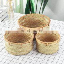 Set Of 3 Round Bamboo Storage Basket Fruit Basket Wholesale Handwoven Made in Vietnam thumbnail-1