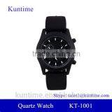 Wholesale Wrist Watch ,mens Stainless Steel Back Quartz Watch, Black Silicone Strap thumbnail-1