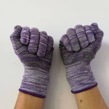 Purple&white Polyester Thread 13 Gauge Knitted Black PVC Dot Palm Coated Anti-slip Safety Work Gloves thumbnail-4