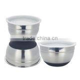 Stainless Steel Mixing Bowl 3pcs Set With Non-slip Silicone Base With Lid thumbnail-2