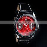 New Mens Red Dial Leather Strap Classic Design Self-Wind Up Mechanical Automatic Watch WM122 thumbnail-1