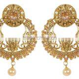 Indian Antique Gold Plated Drop Earrings With Tikka Set For Girls & Women thumbnail-3