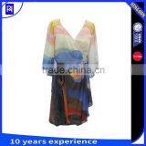 100% Silk Chiffon Digital Print Wrap Dress Self Fabric Tie Long Sleeve Knee Length Placement Cut Elegant Graceful Casualwear thumbnail-1