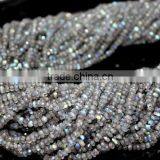 HANDMADE NATURAL BLUE FIRE LABRADORITE 3-4MM RONDELLE FACETED LOOSE BEADS STRAND thumbnail-3