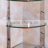 Stainless Steel Rails Three-layer Clear Glass Corner Shower Caddy Bathroom Baskets Space Saver thumbnail-1