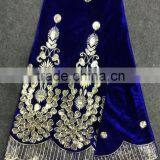 High Quality China Supplier White African Velvet Nigerian Lace Fabric Velvet Lace Embroidery Fabric With Flowers thumbnail-1