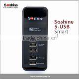 Soshine New 6A 5 Port USB Portable Travel Charger Rapid Charger for IPhone IPad Android Devices 5 Port Usb Charger thumbnail-3