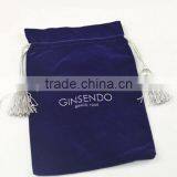 Navy Blue Velvet Pouch With Tassel thumbnail-1