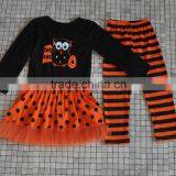 New Design Childrens Winter Stripe Pant Halloween Boutique Outfits With Embroidered Owl thumbnail-3