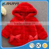 Girls Cheap Winter Fur Hoodie Red Fur Hoodie Kids thumbnail-1